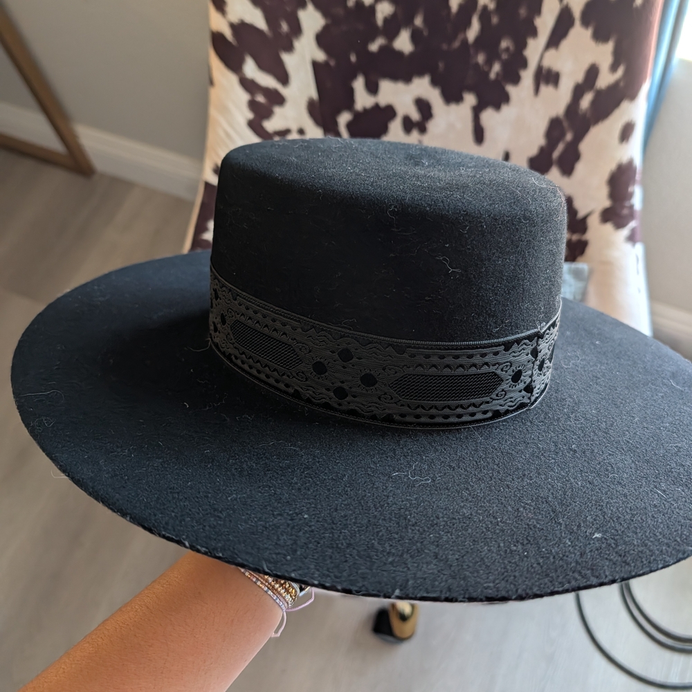 Lack Of Color Black Boater Hat